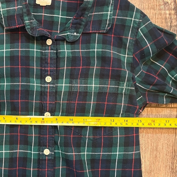 JCrew Button Up Long Sleeve Shirt Womens XS Green Multicolor Cotton Plaid Collar - Picture 7 of 8